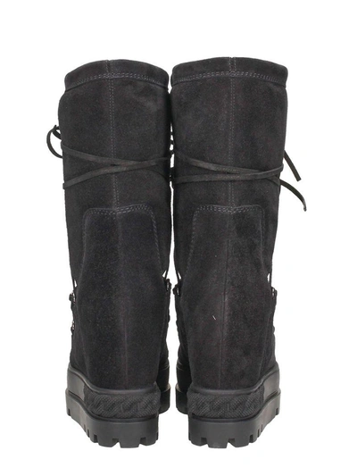 Shop Casadei Black Suede Ankle Boots