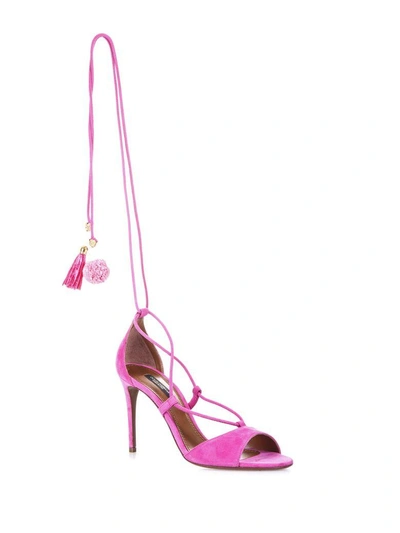 Shop Dolce & Gabbana Suede Sandals In Fuxia