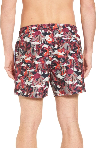 Shop Ted Baker Karner Print Swim Trunks In Red