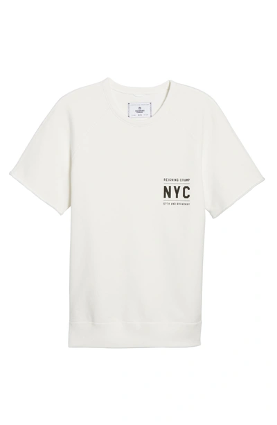 Shop Reigning Champ Cutoff Short Sleeve Sweatshirt In White