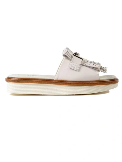 Shop Tod's Double T Sandals In Bbianco
