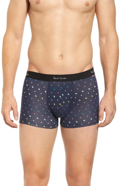 Shop Paul Smith Bunnies & Hearts Stretch Cotton Trunks In Blue