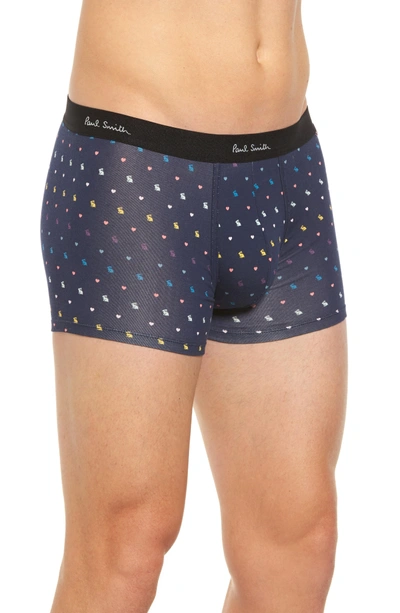 Shop Paul Smith Bunnies & Hearts Stretch Cotton Trunks In Blue