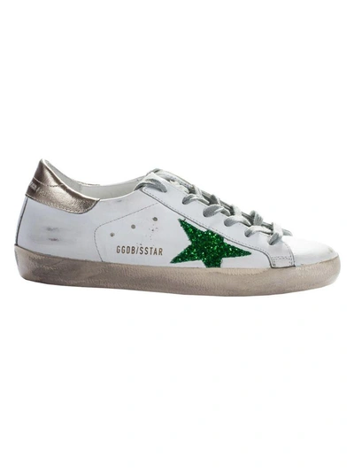 Shop Golden Goose Superstar Sneakers In White-green