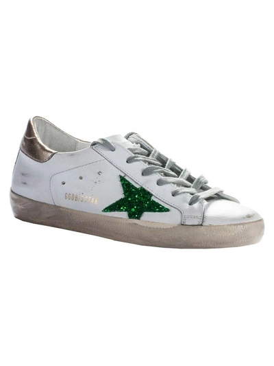 Shop Golden Goose Superstar Sneakers In White-green