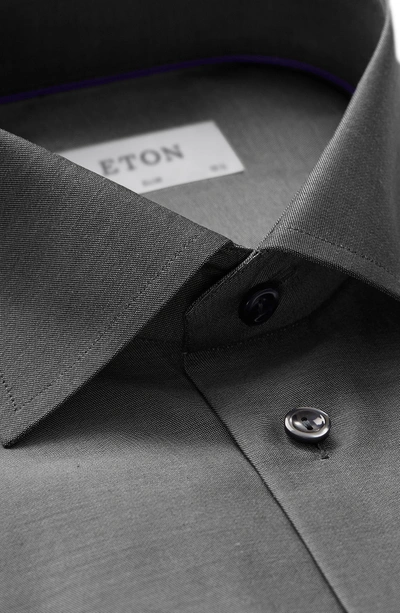 Shop Eton Slim Fit Twill Dress Shirt In Dark Grey