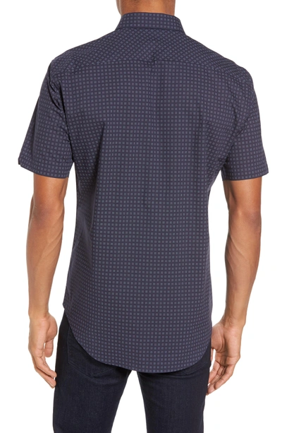 Shop Zachary Prell Tennant Slim Fit Dot Print Sport Shirt In Navy