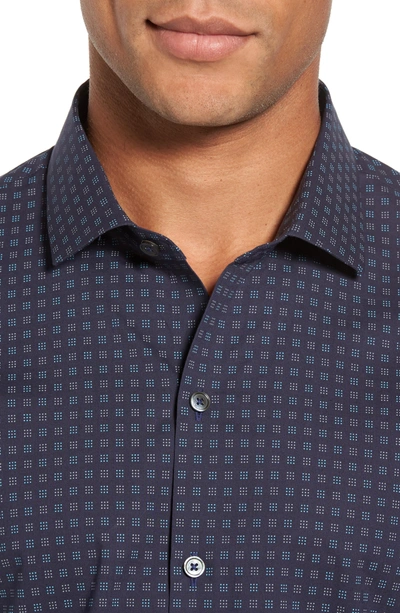 Shop Zachary Prell Tennant Slim Fit Dot Print Sport Shirt In Navy