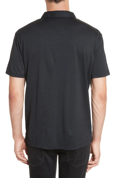 Shop John Varvatos Hampton Slim Fit Silk & Cotton Polo In Black