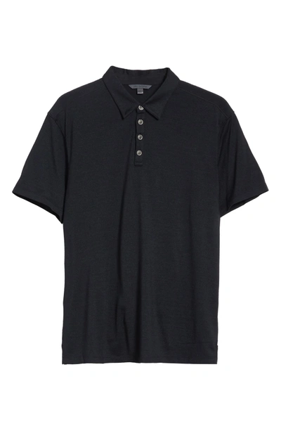 Shop John Varvatos Hampton Slim Fit Silk & Cotton Polo In Black