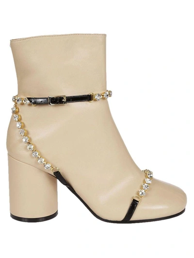 Shop Maison Margiela Embellished Ankle Boots In Natural