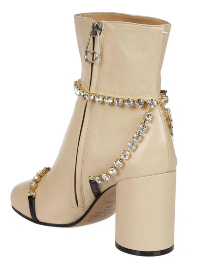 Shop Maison Margiela Embellished Ankle Boots In Natural