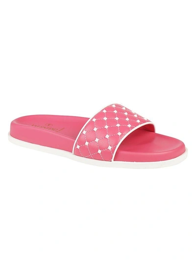 Shop Valentino Sliders In Shadow Pink - Bianco Ottico