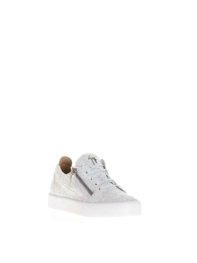 Shop Giuseppe Zanotti Cheryl Glitter Sneakers In White
