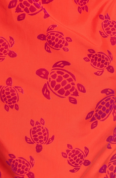 Shop Vilebrequin Flocked Turtles Swim Trunks In Poppy Red