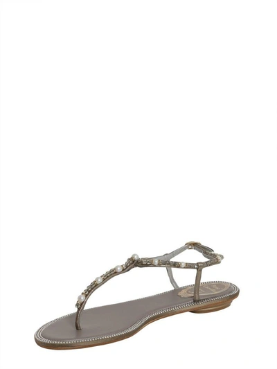 Shop René Caovilla Leather Sandals In Argento