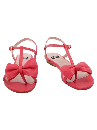 Shop Boutique Moschino Leather Sandals In Coral