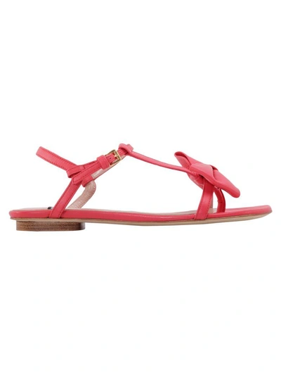 Shop Boutique Moschino Leather Sandals In Coral