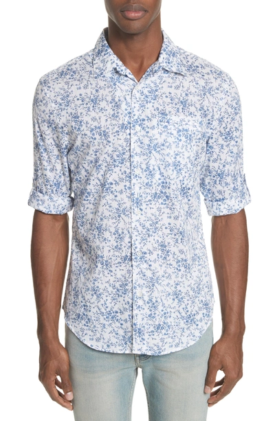 Shop John Varvatos Slim Fit Floral Print Shirt In Dusted Blue