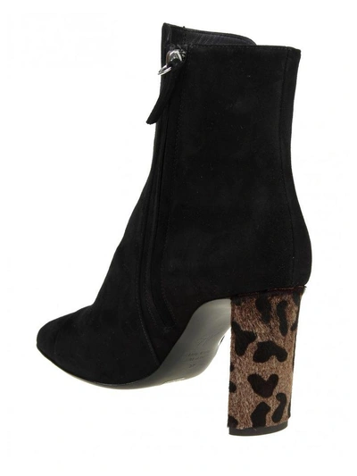 Shop Giuseppe Zanotti Boots  In Black Suede Heels With Pony