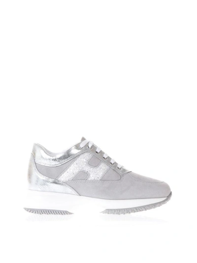 Shop Hogan Grey Interactive Suede Sneakers