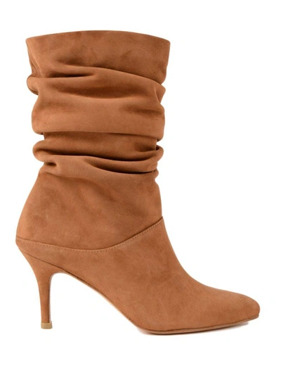 Shop Stuart Weitzman Slouchy Pointed Boots In Saddle
