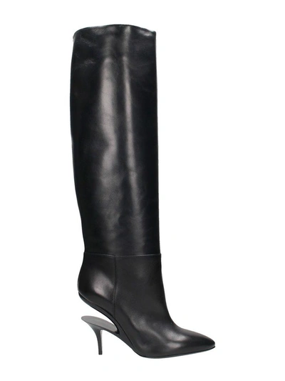 Shop Maison Margiela Cutout Heel Knee High Boots In Black