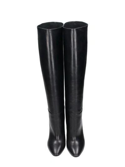 Shop Maison Margiela Cutout Heel Knee High Boots In Black