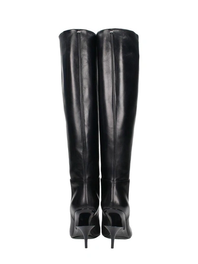 Shop Maison Margiela Cutout Heel Knee High Boots In Black