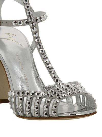 Shop Giuseppe Zanotti Studded Caged Sandals In Silver