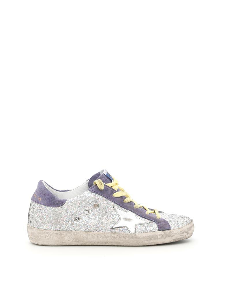 purple glitter golden goose