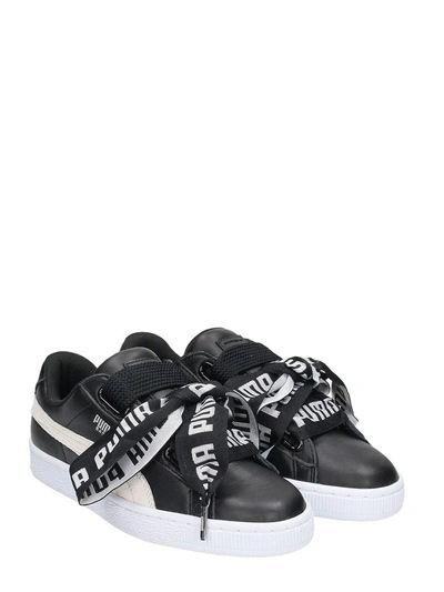 Shop Puma Black And White Basket Heart Sneakers