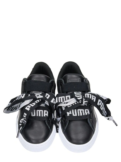 Shop Puma Black And White Basket Heart Sneakers
