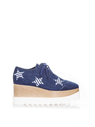 Shop Stella Mccartney Denim Elyse Striped Star Shoes In Navy-blue White