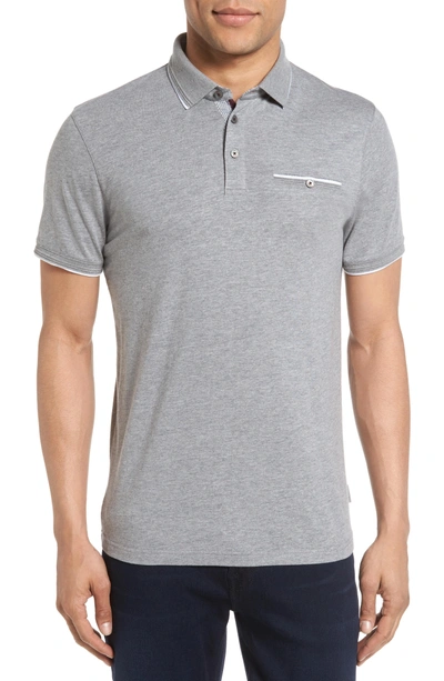 Shop Ted Baker Derry Modern Slim Fit Polo In Grey Marl