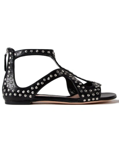 Shop Alexander Mcqueen Studded Flat Sandals In Black