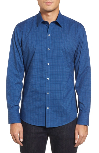 Shop Zachary Prell Harper Regular Fit Tile Print Sport Shirt In Navy