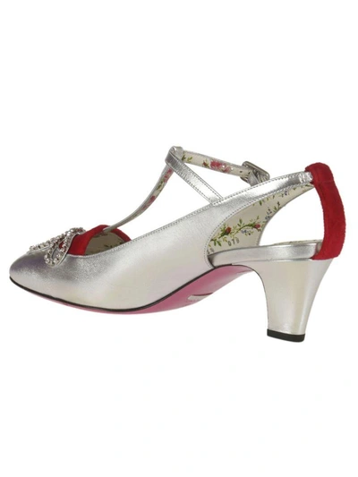 Shop Gucci Velvet Anita 55 Pumps In Argento