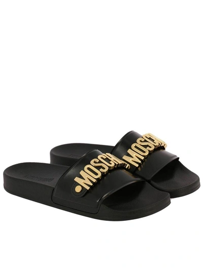 Shop Moschino Flat Sandals Shoes Women  Couture In Black