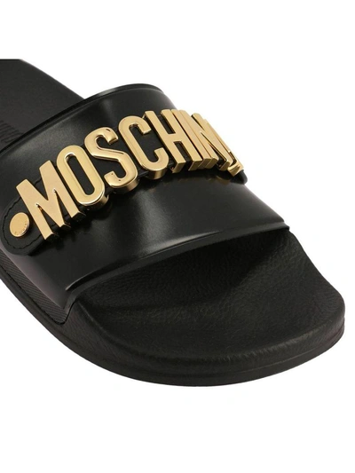 Shop Moschino Flat Sandals Shoes Women  Couture In Black