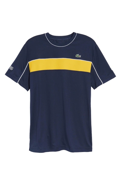 Shop Lacoste Pique T-shirt In Navy Blue/ Buttercup-white