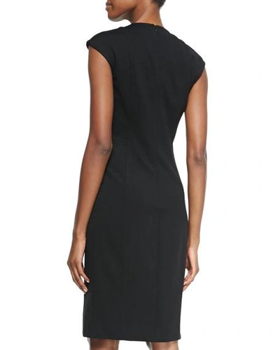 Shop Akris Punto Cap-sleeve Zip-front Seamed Dress, Black
