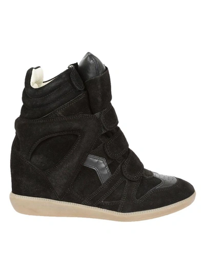 Shop Isabel Marant Suede Wedge Sneakers In Black