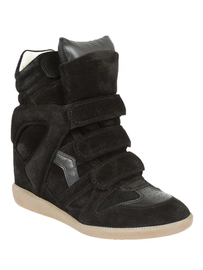 Shop Isabel Marant Suede Wedge Sneakers In Black