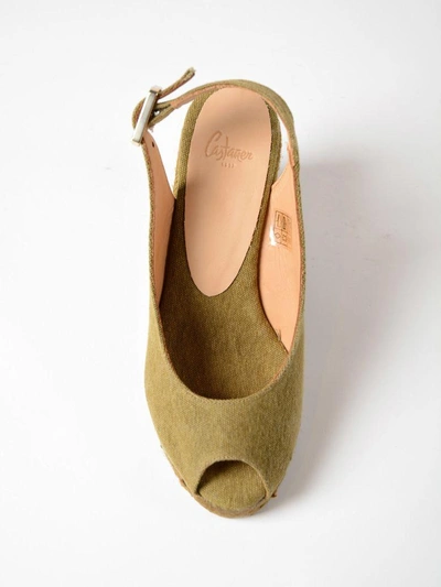 Shop Castaã±er Peep Toe Espadrillas In Verde Militare