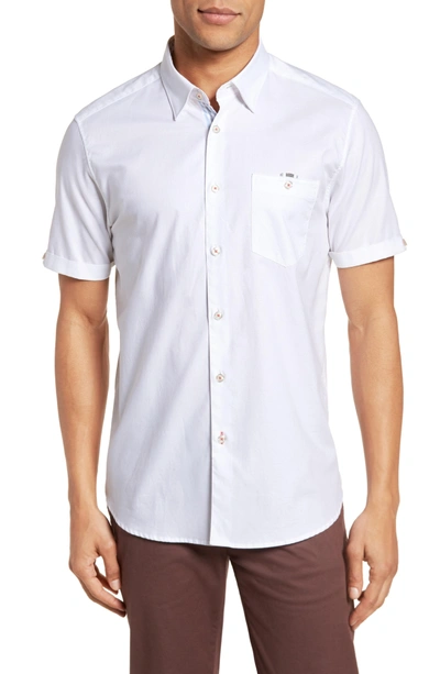 Shop Ted Baker Wallo Trim Fit Short Sleeve Sport Shirt In White