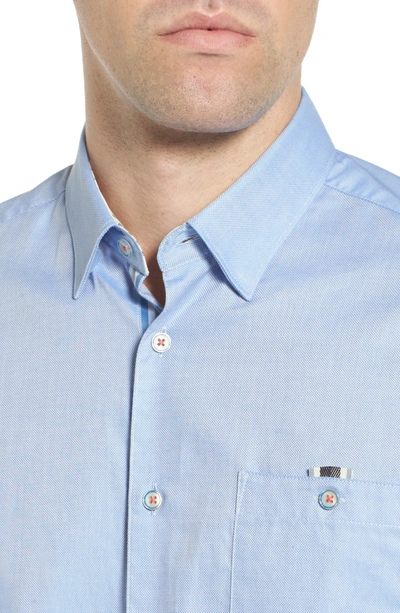 Shop Ted Baker Wallo Trim Fit Short Sleeve Sport Shirt In Blue