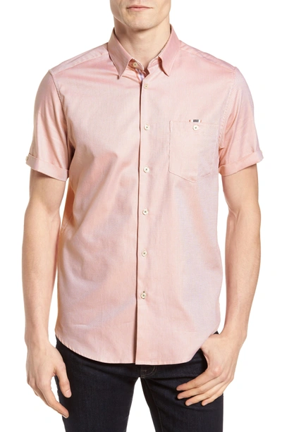 Shop Ted Baker Wallo Trim Fit Short Sleeve Sport Shirt In Pink