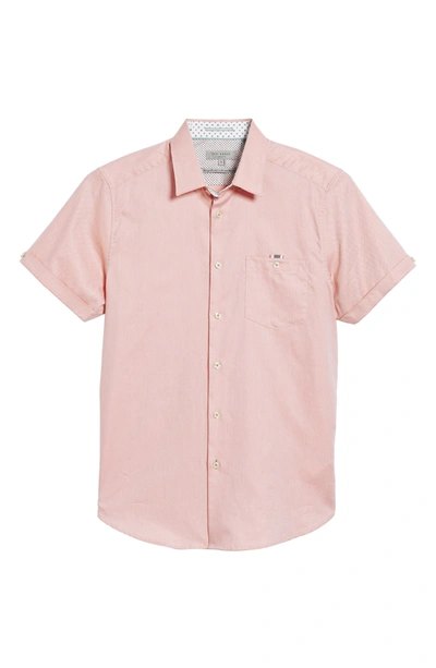 Shop Ted Baker Wallo Trim Fit Short Sleeve Sport Shirt In Pink