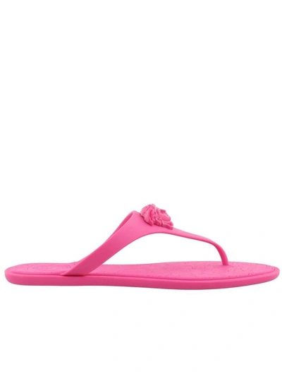 Shop Versace Thong Sandal In Fuchsia